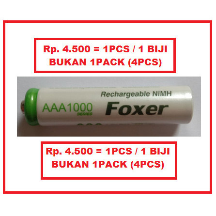 Baterai battery Foxer cas recharge rechargeable AAA aaa A3 a3 laris - 1pcs A3 hijau