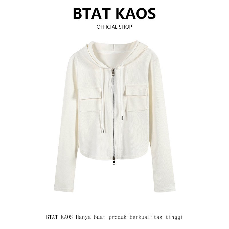 BTAT Hoodie Zipper Resleting Saku Depan Wanita / Jaket Crop Hodie Wanita / Sweatshirt Polos Korean S