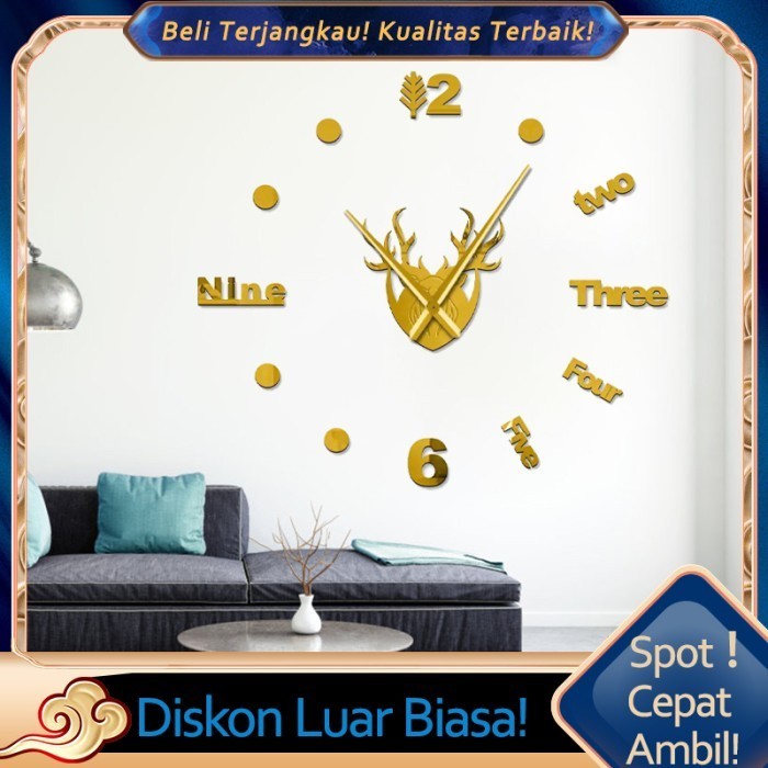 3D Rusa Jam Dinding Diy / Jam Dinding Besar / Jam Dinding Unik / Jam Dinding Rumah Ruang Tamu