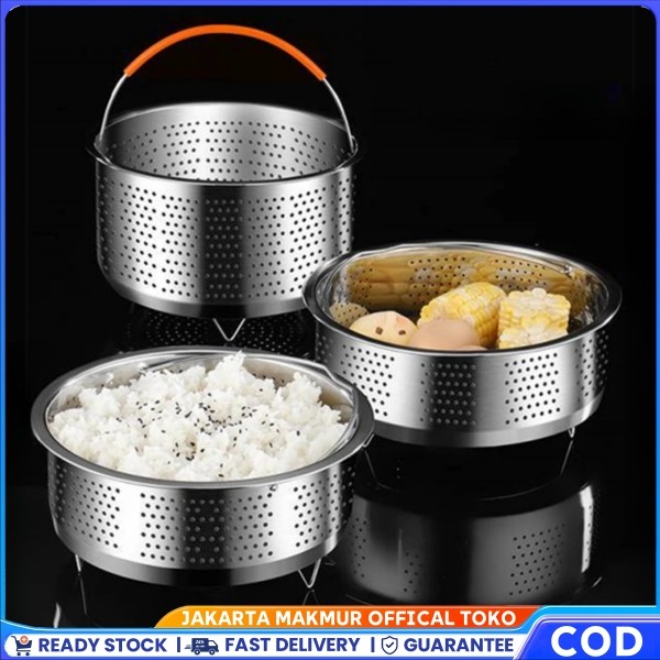 Tatakan Kukusan Nasi Keranjang Steamer Bahan Stainless Steel 1 / 2 / 3 Liter Untuk Panci Instan