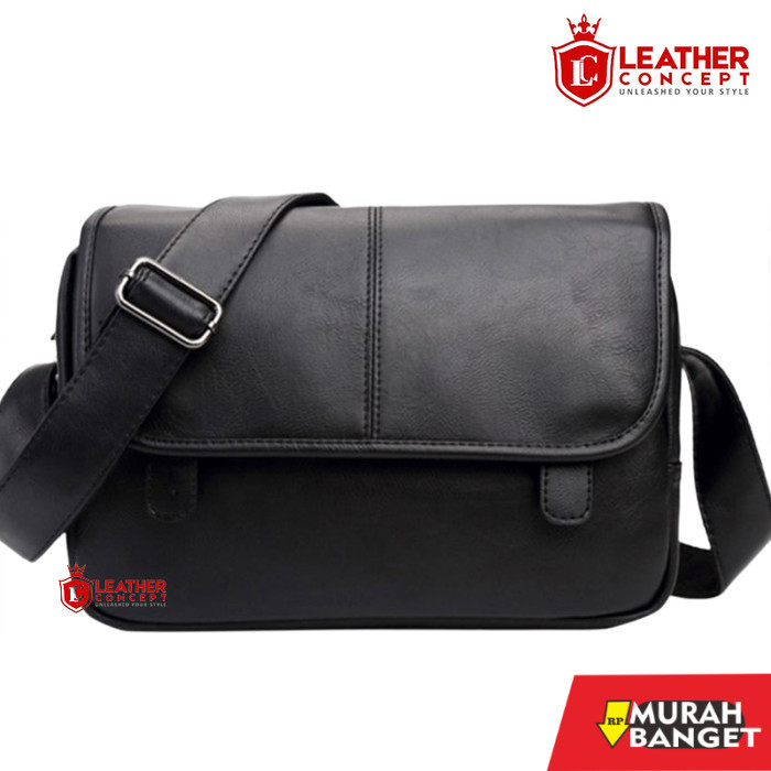 tas selempang pria kekinian Tas Selempang Kulit Pria (ECLIPSE) - HITAM