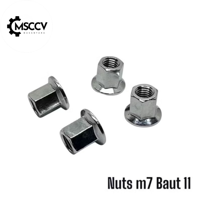 Nuts m7 Baut 11 tinggi flange topi panjang original crom