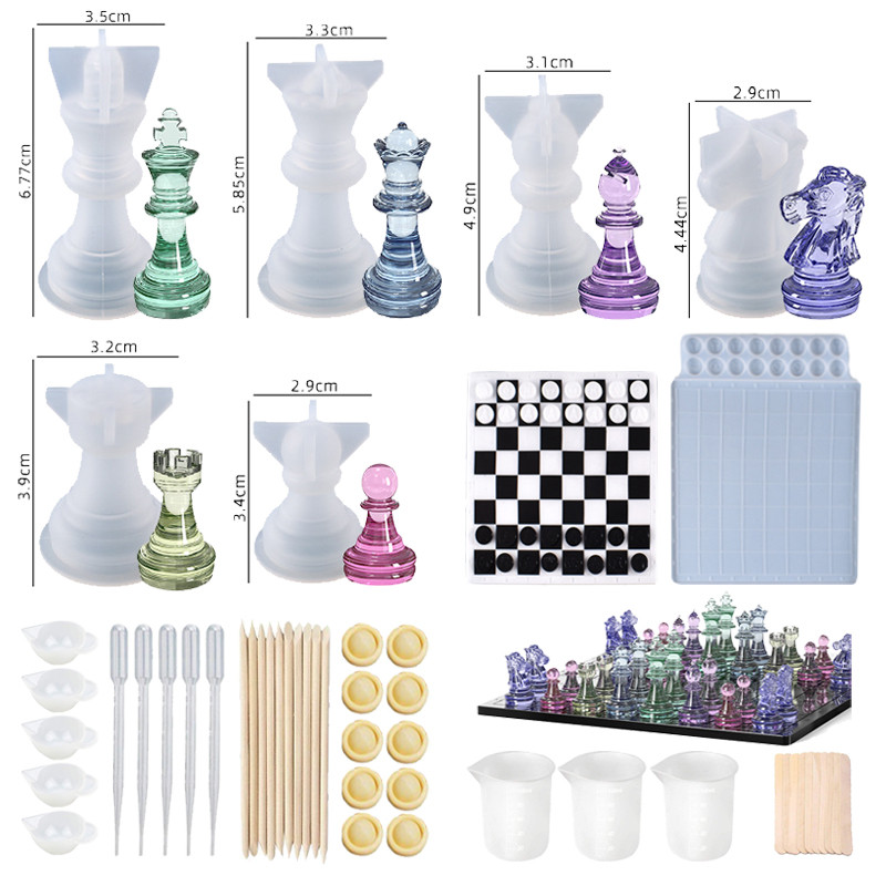 

For DIY Epoxy Resin Drop Glue Mold Casting Drop Glue Tools Handmade Table Ornaments Crafts 3D International Chess Silicone Mold