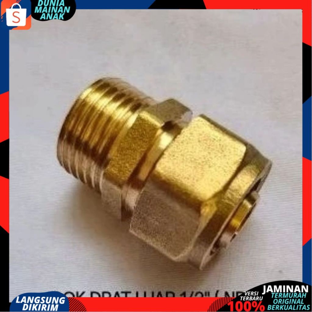 SOK Drat Luar 1/2 Inch (NP-04) / SOK DRAT LUAR UNTUK AIR PANAS KUNINGAN 1/2 Inch Kuningan