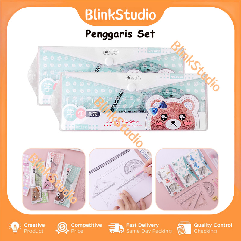 

Penggaris Set isi 4pcs / Perlengkapan Sekolah Menggambar Pelajar