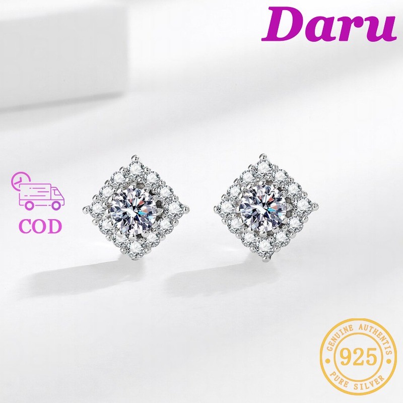 Anting-anting Moissanite Versi Korea Anting-anting Pejantan Emas Putih 18k Wanita