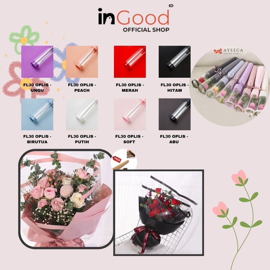 

IN GOOD - (5 LEMBAR) - FL30 OPLIS Kertas Bunga Paper Buket Motif Frame List OPP Transparan Florist Cellophane