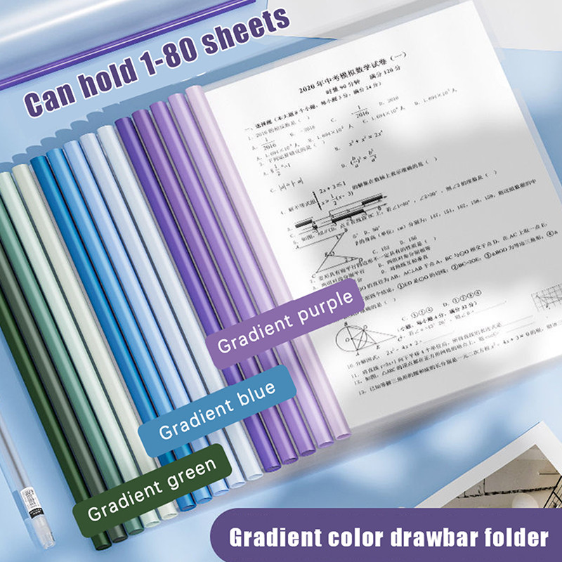 

10Pcs Morandi Color Transparent File Document Thicken Draw Rod A4 Folder Waterproof Test Paper Storage Folder Organizer Office