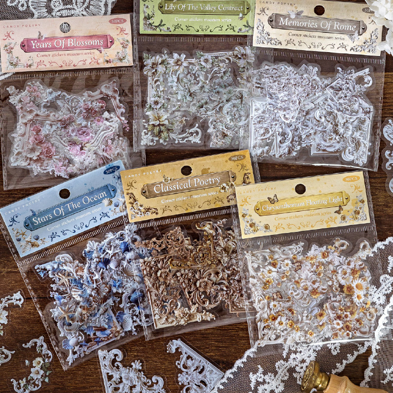 

Mr. Paper 2Style 91Pcs/bag INS Vintage Edge Sticker Pack (Send Tweezers) Creative DIY Handbook Album Photo Frame Decoration