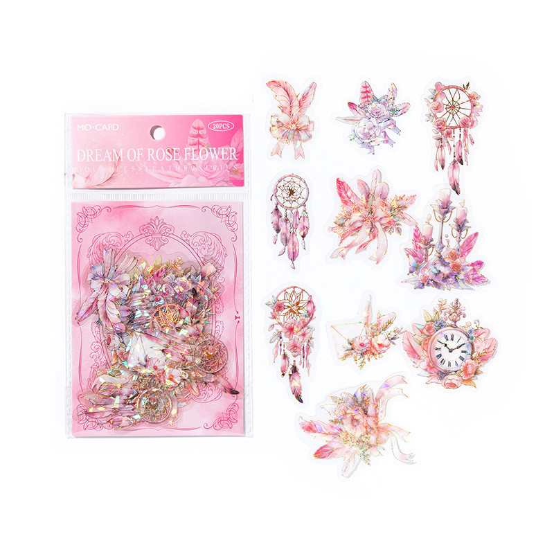 

20 Pcs/pack Times and Feathers Shining Households Decorative Stickers