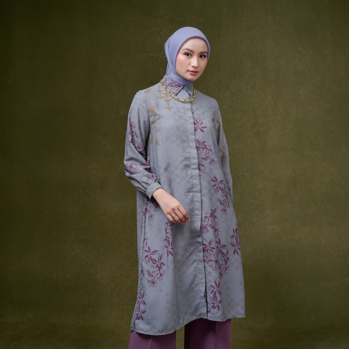 ZM Zaskia Mecca - Hansha Midi Dress Gamis - Jelita Indonesia - Edisi Palembang - Grey, S