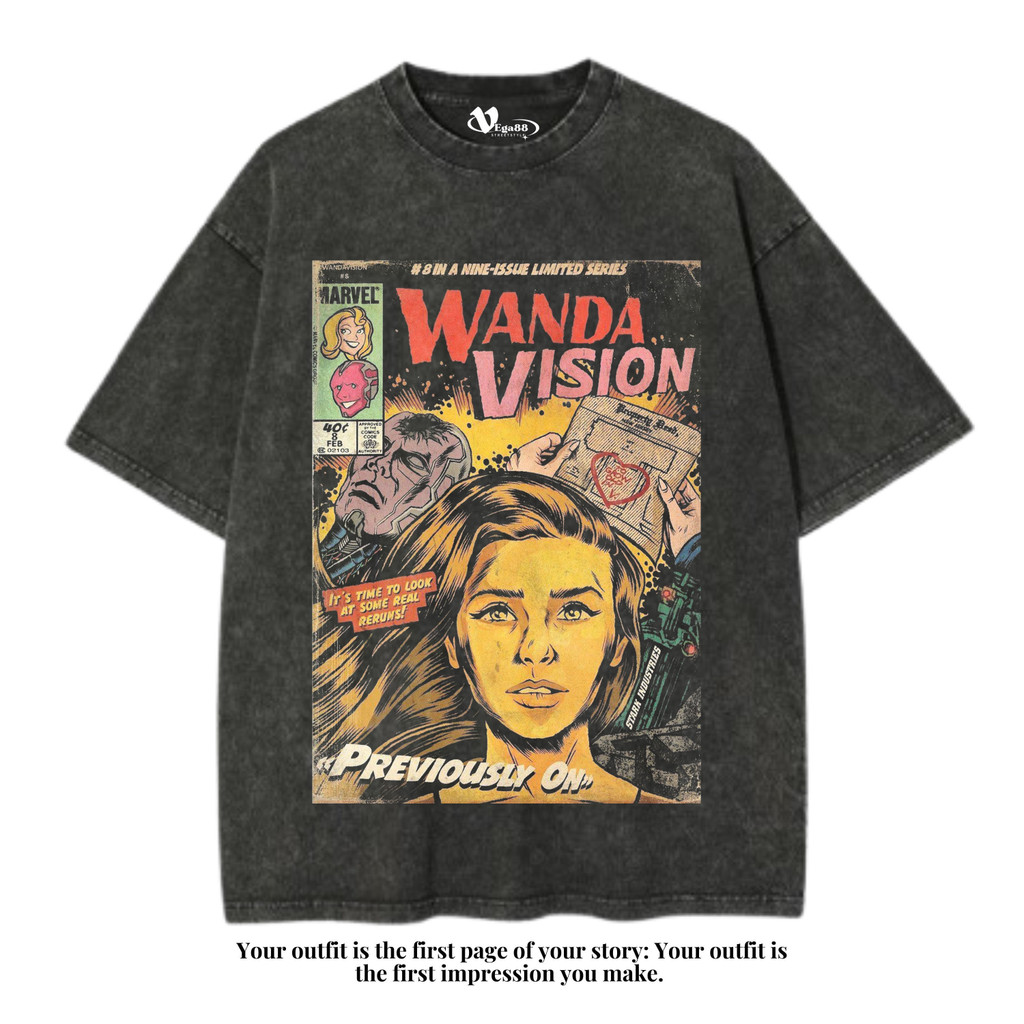 VEGA88 *wanda vision* Kaos oversize | t-shirt oversized | kaos washed | washing | vintage tee