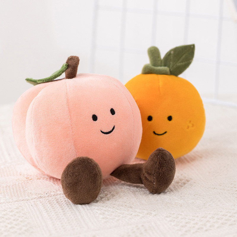 

Cute Face Fruit Plushie Doll Stuffed Soft Vegetable Eggplant Pear Peach Tangerinr Banana Baby Appease Toy for Kids Birthday Gift