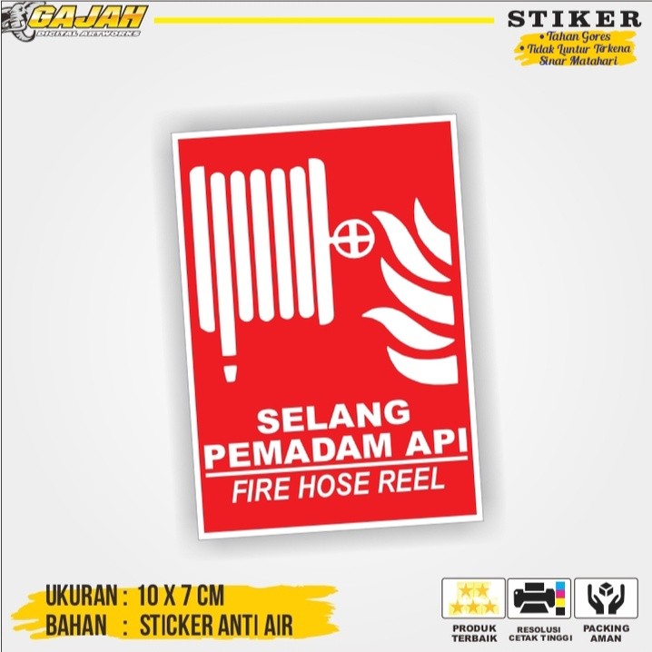 Sticker Sign Selang Pemadam Api / Stiker Simbol Penanda Selang Pemadam Api