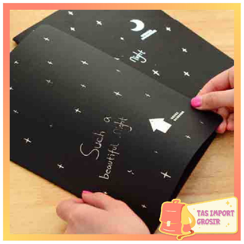 

Tas Import - 6448 DIY Scrapbook Agenda Foto Diary / Buku Tulis Warna Hitam / Black Paper Plain Notebook / Notebook Diary Isi 28 Lembar