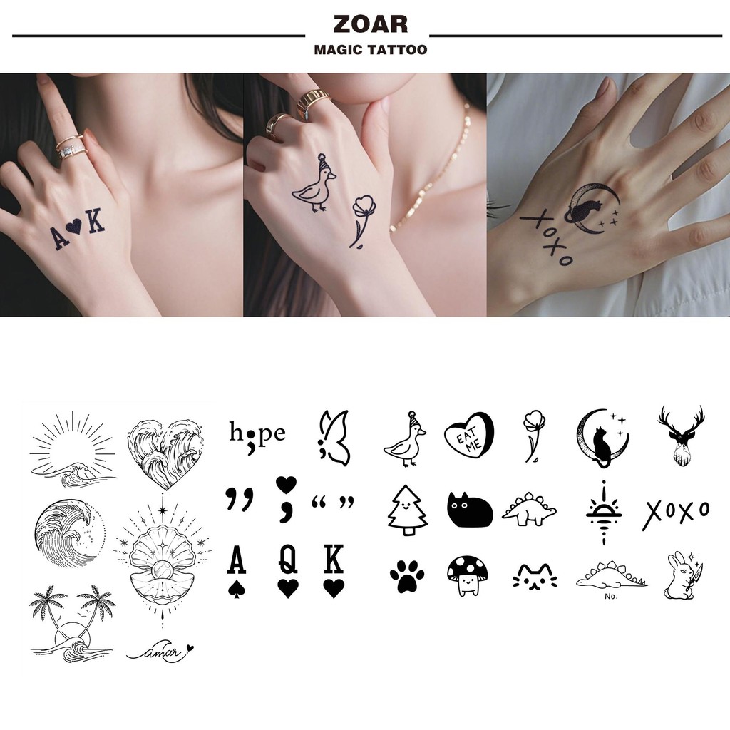 ZOAR-Y71 Stiker Tato Temporary Semi Permanen【pola kecil】Tahan lama Tattoo menempel dekorasi seni unt