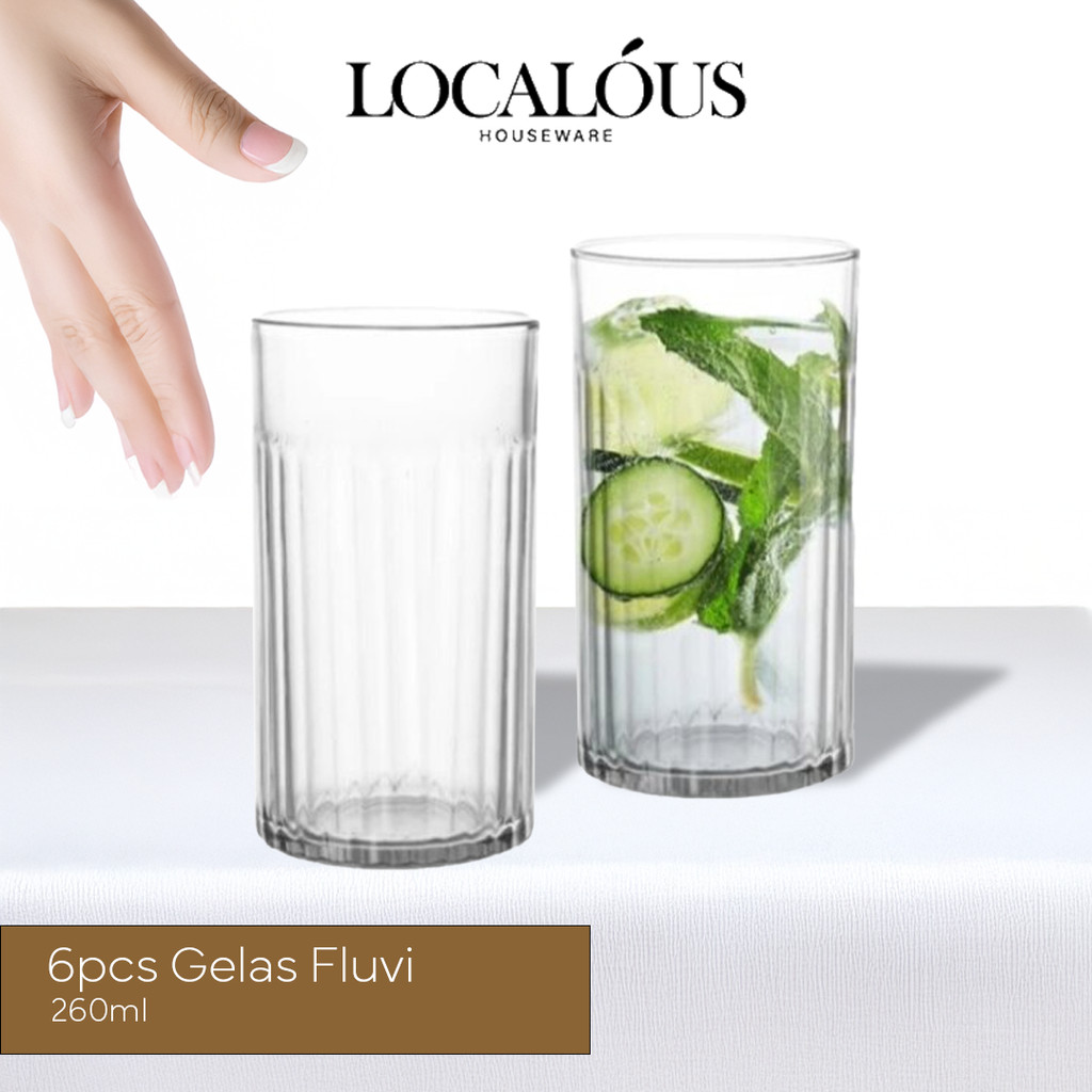 Gelas Fluvi Kaca  - 6pcs Gelas Cafe Estetik Citinova 260ml
