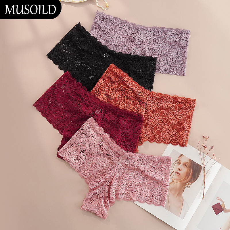 LuxeGlo Celana Dalam Wanita Ukuran Besar Thong Pinggang Tinggi Seksi untuk Wanita Gemuk Renda Pingga