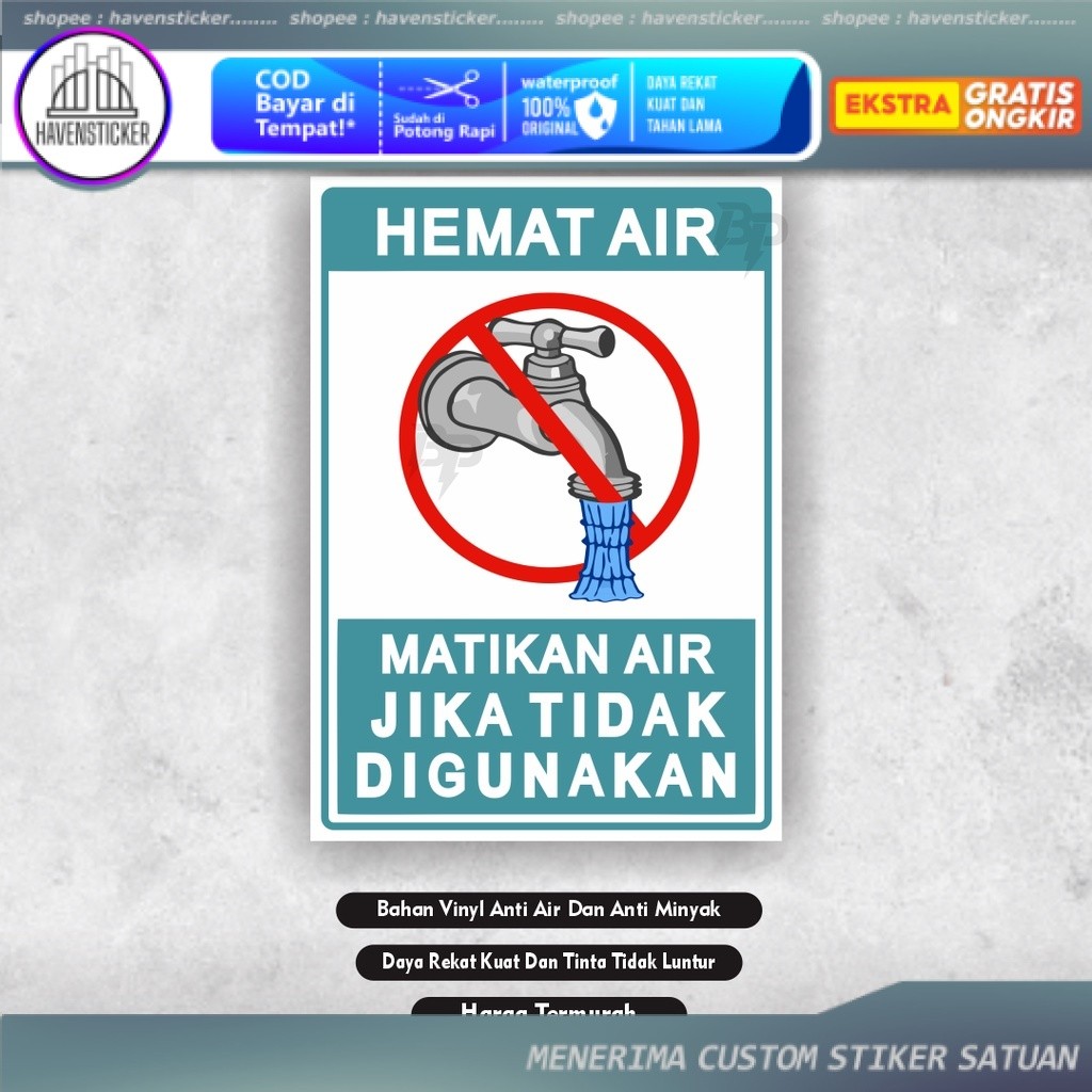 

Sticker Matikan keran air - sticker hemat air - stiker keran air - stiker air - stiker keran