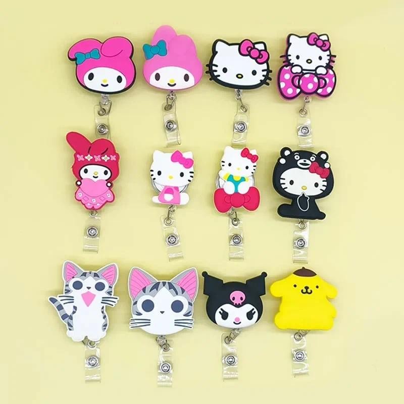 

Big Size Thickened Silica Gel Hello Kitty Kuromi 60cm Retractable Badge Reel Nurse Student Exhibition ID Card Clips Badge Holder