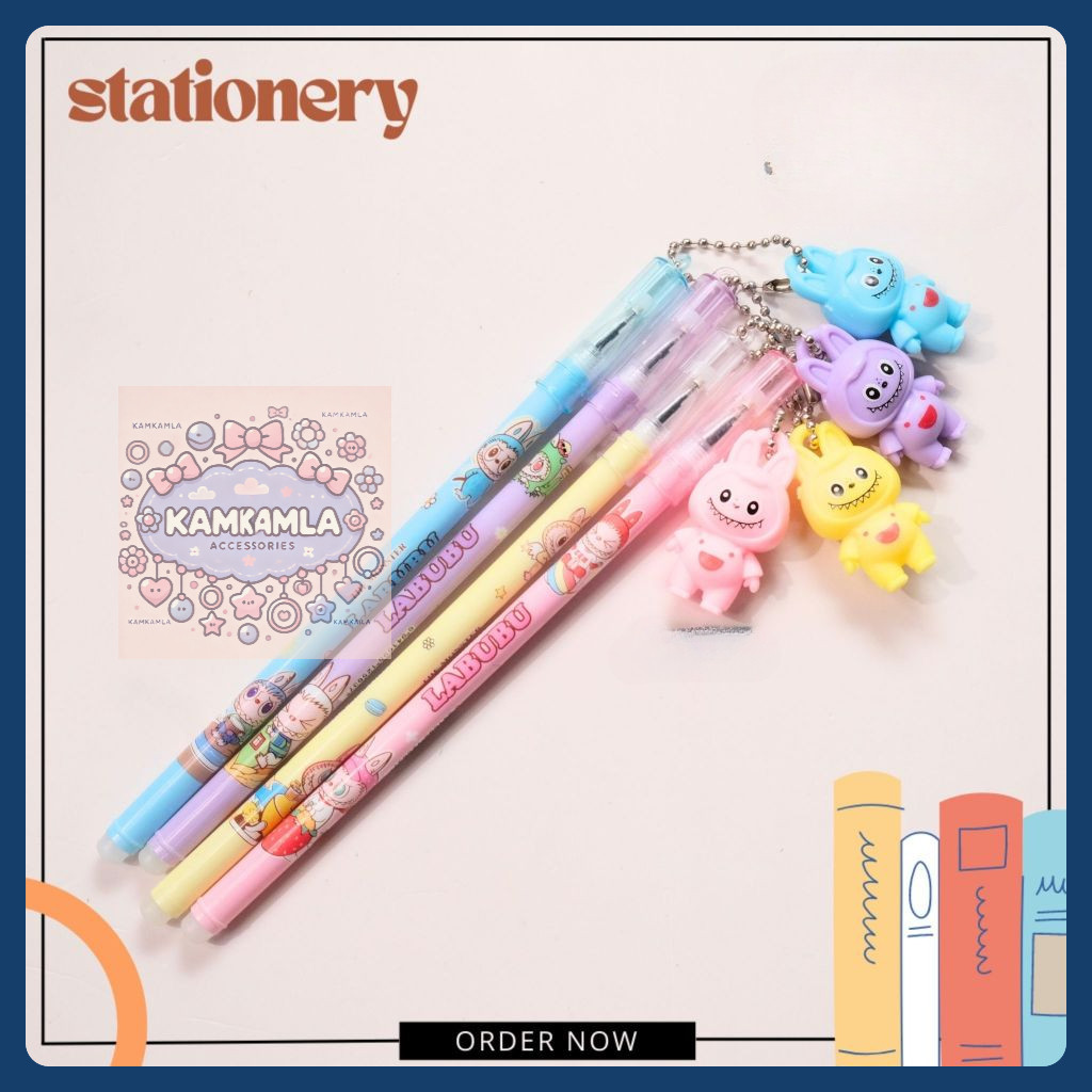 

KKL PULPEN GANTUNGAN BONEKA LABUBU PEN GEL 3D BOLPEN PENA GEL GANTUNG MINIATUR LABUBU TERMURAH