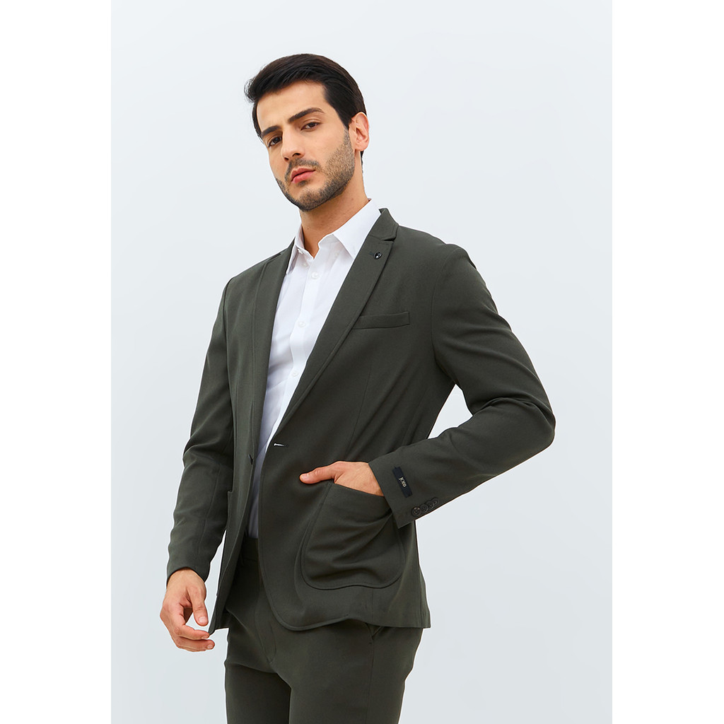 Jobb Rickman-T1 Blazer Pria Slim Fit Olive