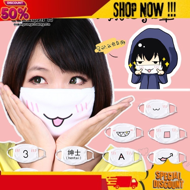 LIKE MEM masker emoticon japan mask anime ekspresi kartun lucu kaomoji ecos