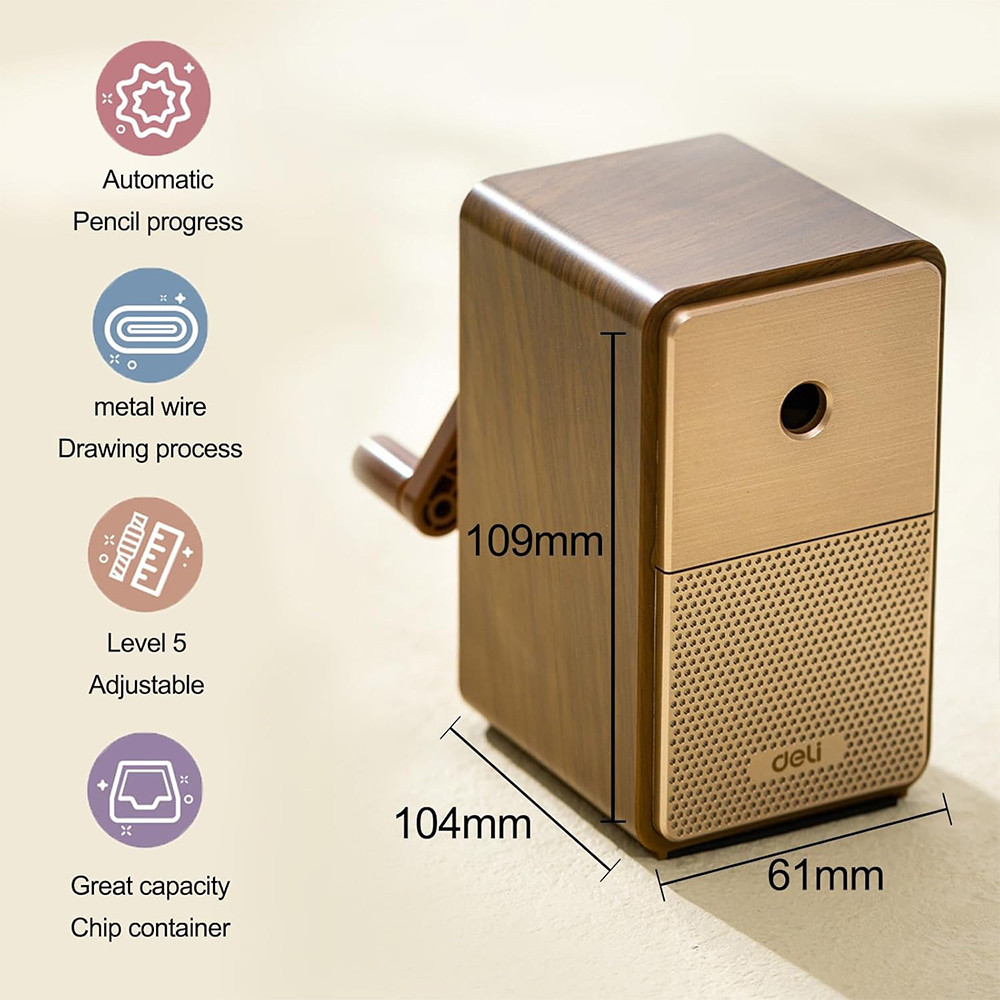 

Deli Hand Crank Pencil Sharpener for 6.9-8 mm Pencil Manual Pencil Sharpener with Long Lasting Blade 5 Gears Art School Supply