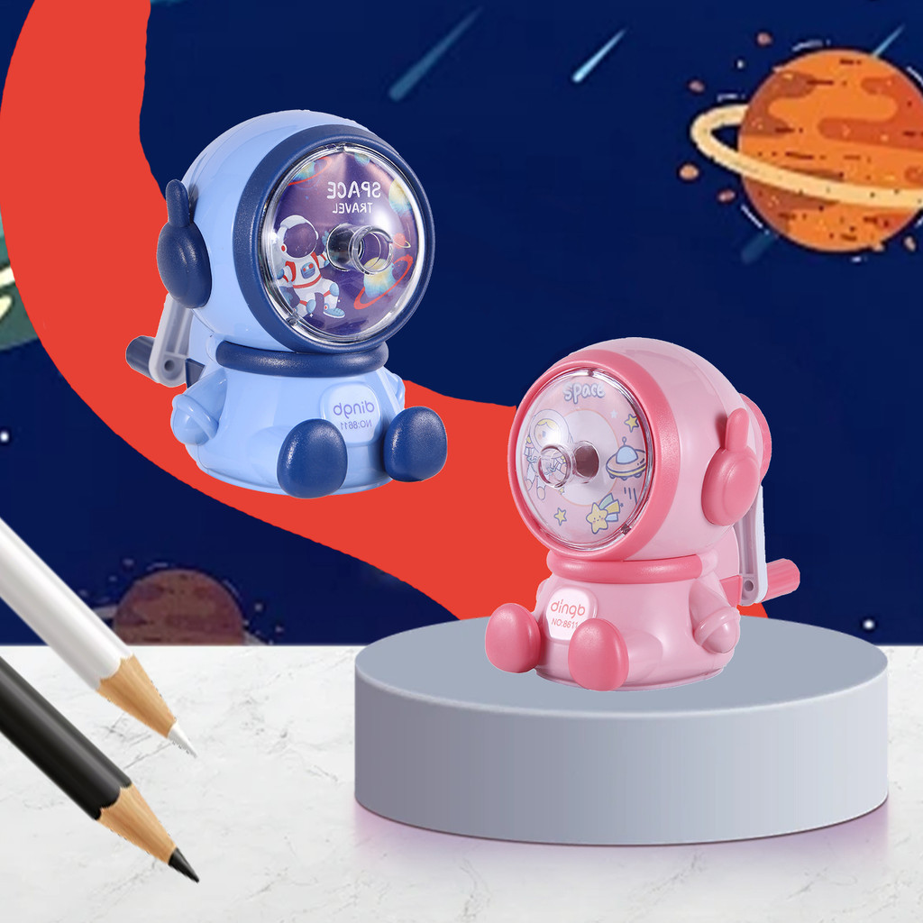 

Astronaut Modeling Hand-cranked Pencil Sharpener Mechanical Automatic Pencil Sharpener Arts Student Office Stationery Pink Blue