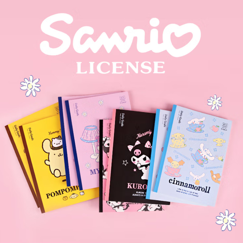 

Sanrio Hello Kitty Sticker Toys Kuromi Cinnamoroll Account Book 8mm Black Bronzing Notebook Student Homework Notepad Diary