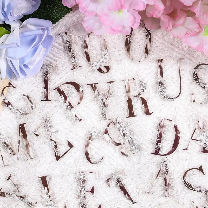 

Journamm 52pcs/pack PET Creative Letters Stickers Flower Stickers Decor Junk Journal DIY Srapbooking Supplies Collage Stationery