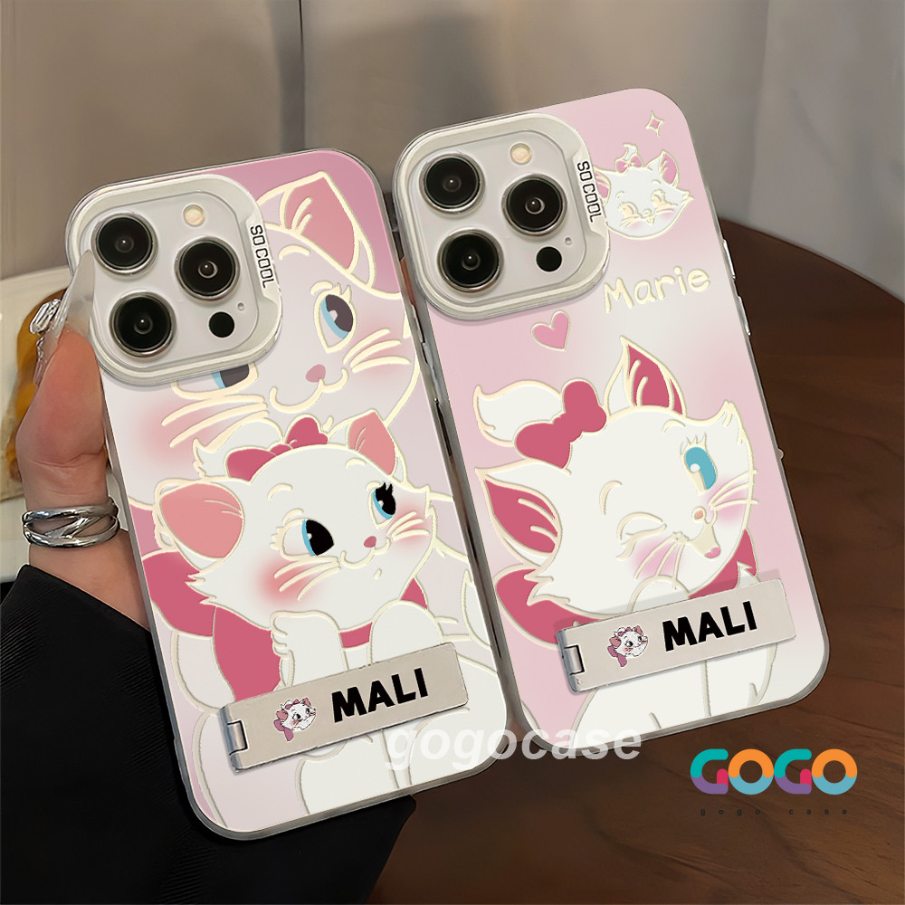 Casing ponsel ultra-tipis anti-jatuh kucing putih kecil yang lucu kartun Case untuk IP11 13 12ProMax