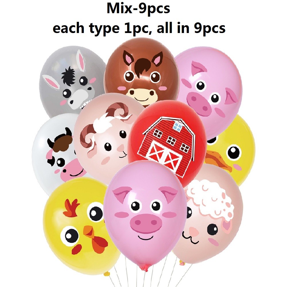 

Farm Animal Balloon, Animal Farmhouse Party Decoration, Kids Birthday Party Baby Shower Cow Sheep Pig Balloon,9pcs