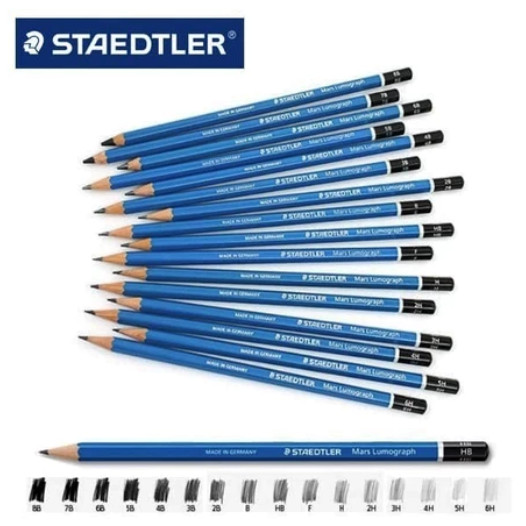 

Pensil Staedtler HB 2B 3B 4B 5B 6B 7B 8B 9B 10B 11B 12B - Staedtler Mars Lumograph Pencil Graphite