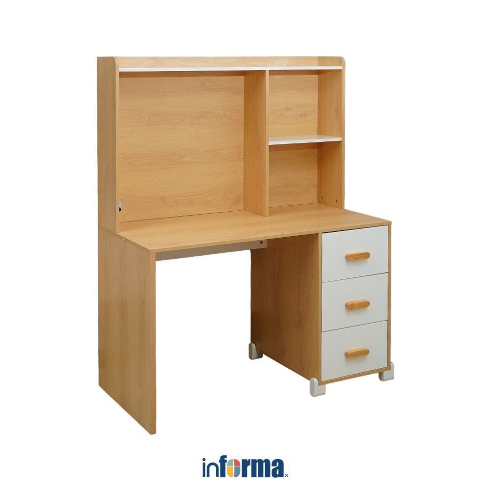 Informa Alea Meja Belajar Anak - Cokelat Oak/Putih Kids Study Table Perlengkapan Furniture Belajar M
