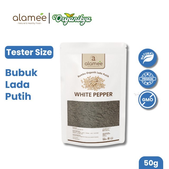 

ALAMEE Lada Putih Bubuk White Pepper Powder Merica Whitepepper Bumbu Dapur Instan Tanpa Campuran 50g organikya