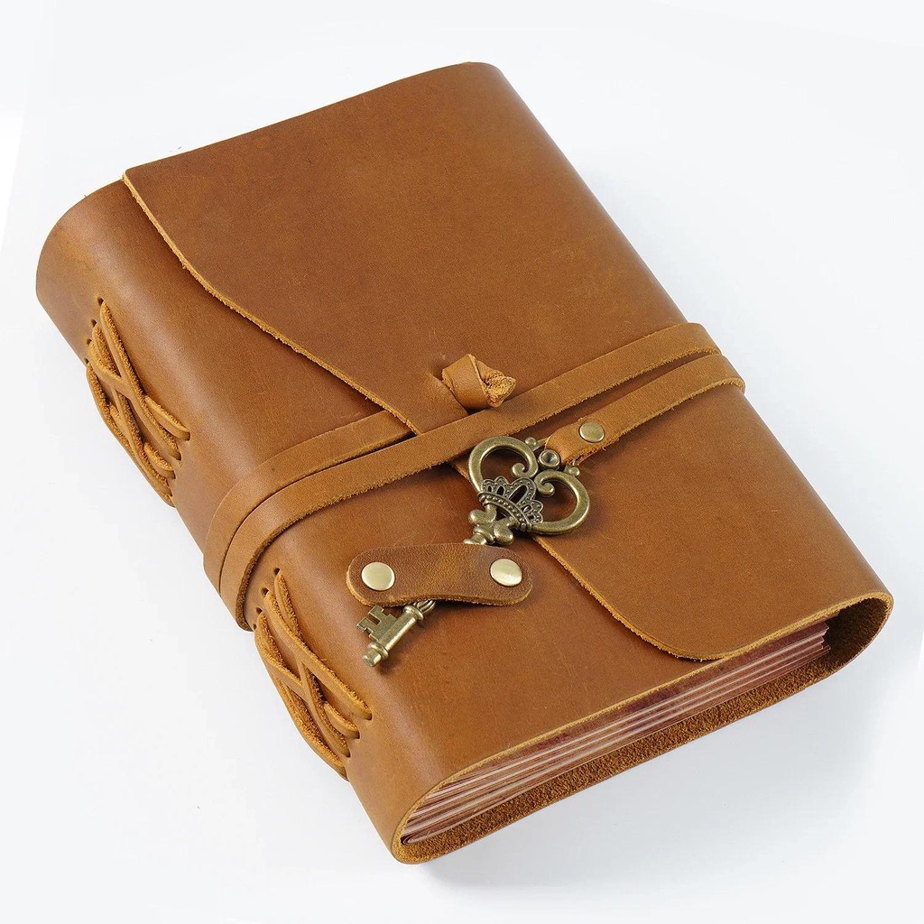 

Handmade Bundled Book Diary Notepad Vintage Key's Pattern Ornament Cowhide Notebook Sketchbook Stationery Gift Traveler Journal