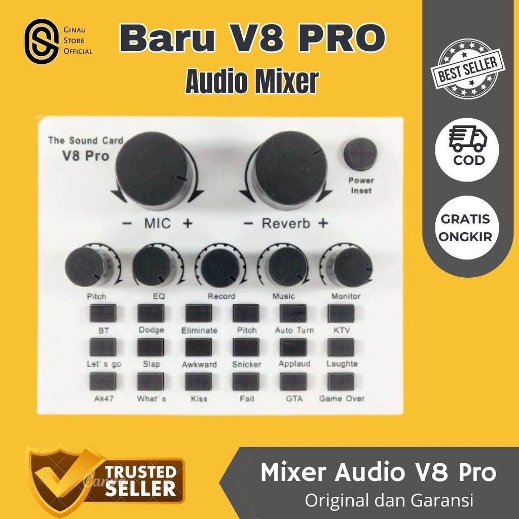 Soundcard V8 Pro Mixer Audio External Sound Card Bluetooth Effect Board