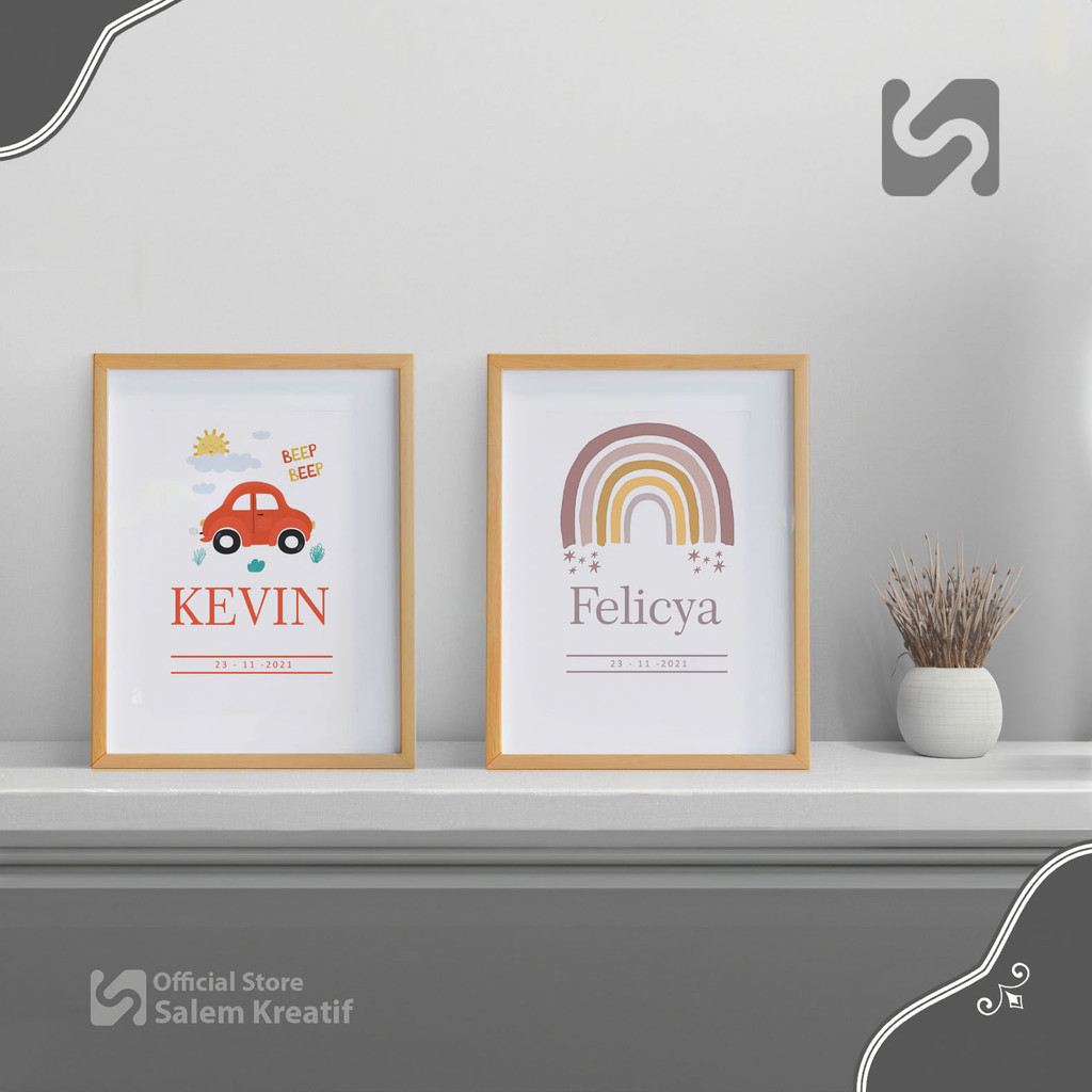 Bingkai Poster A4 CUSTOM DEKORASI NAMA Dekorasi Rumah Dekorasi Dinding Frame Kayu Bingkai Kayu Poste