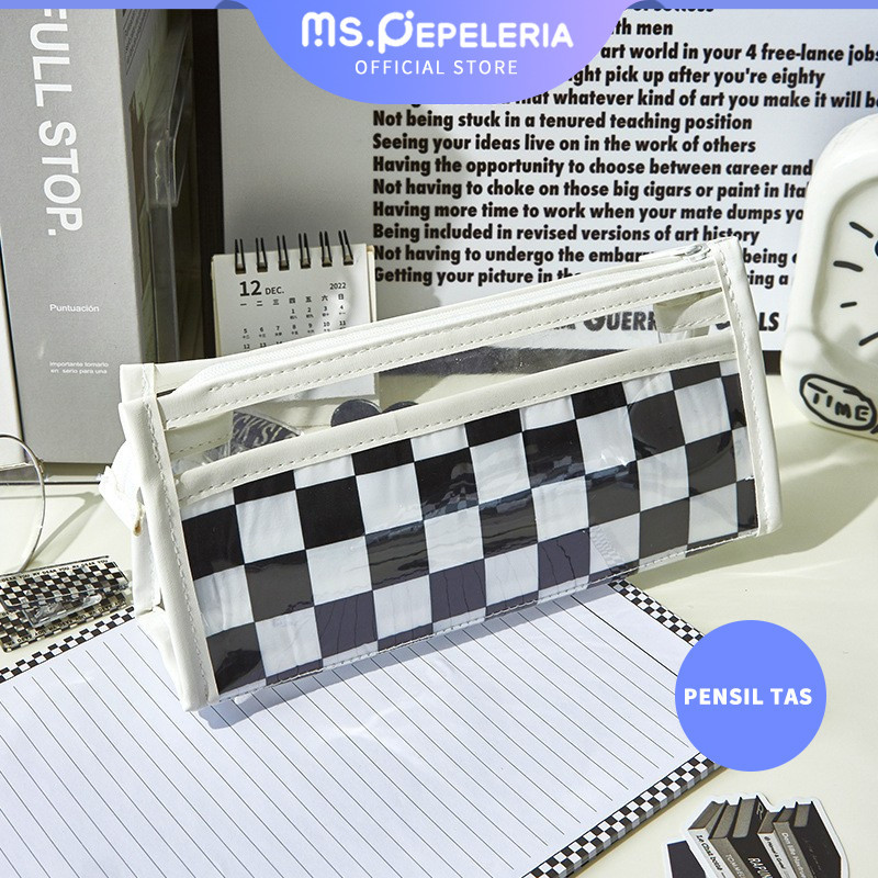 

Pensil case/kotak alat tulis/Tempat Pensil Kotak-kotak Transparan/Korea siswa pensil tas-Ms.Pepeleria