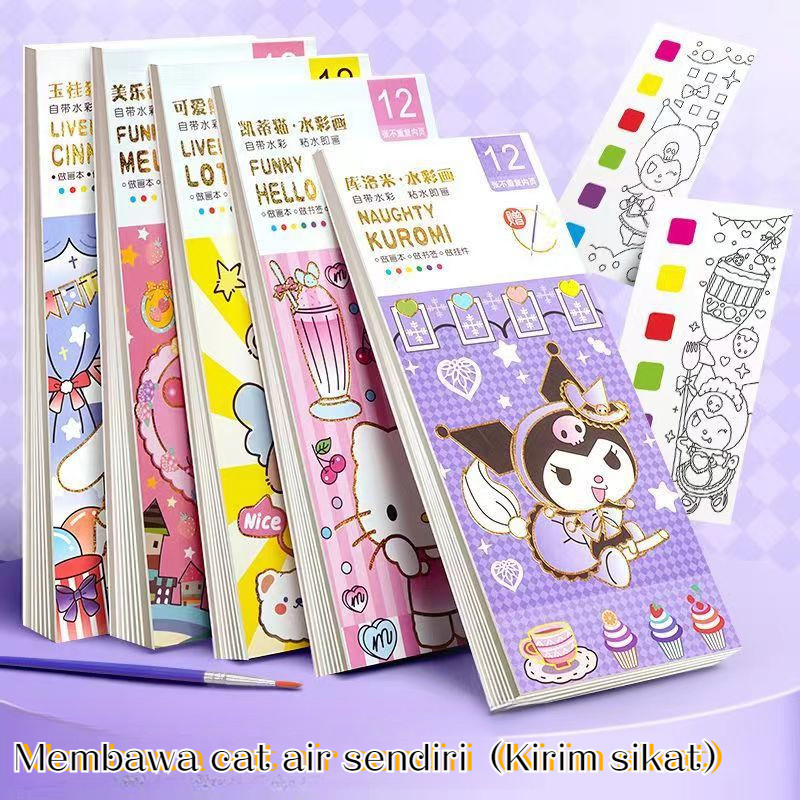 

Buku Cat Air DIY/buku bergambar anak-anak/catatan kartun buku bergambar grafiti guas/Buku Gambar Lukis Anak Cat Air Buku mewarnai cat air kreatif/Buku Lukis Portable Gambar Water Coloring Book Cat Air Lukisan Mini Ada Kuas