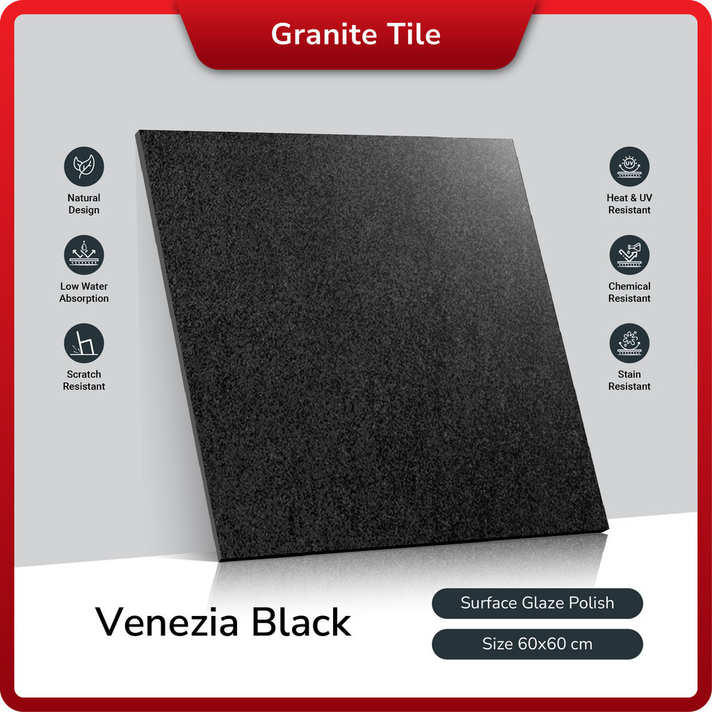 Cove Granite Tile Venezia Black 60x60 Granit / Keramik Lantai