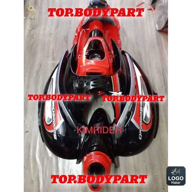 full body halus scoopy karbu hitam merah
