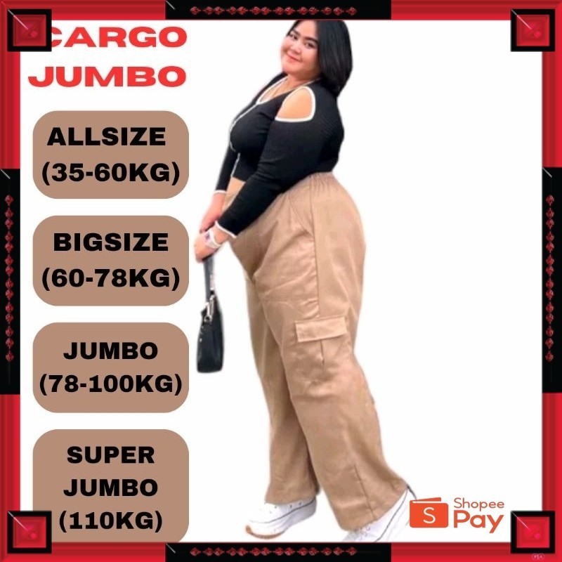 5.5 CARGO SALE // Celana Cargo Wanita Jumbo Highwaist Premium- Cargo Wanita BIG SIZE JUMBO - Kulot C