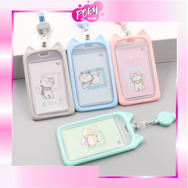 

POKY - 5770 Name Tag Lanyard Gantungan Kartu Motif Kuping / Id Card Holder Akses MRT Busway E-Money Bentuk Karakter Warna Pastel
