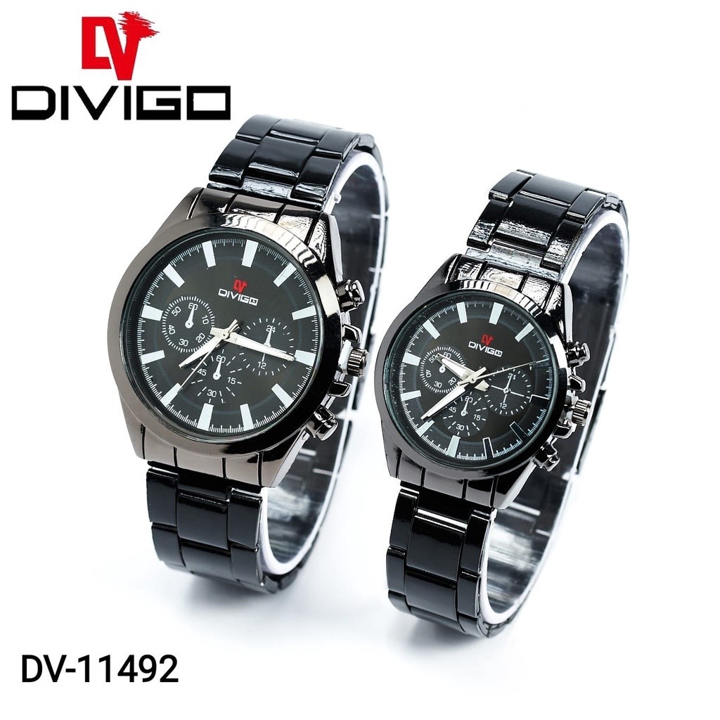 [DW] - Jam Tangan Couple DIVIGO Rantai Bulat Pasangan StaintLess Steel 11492