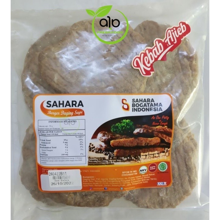 Daging Burger / Beef Patties Sahara 10's - ALO Fresh Food