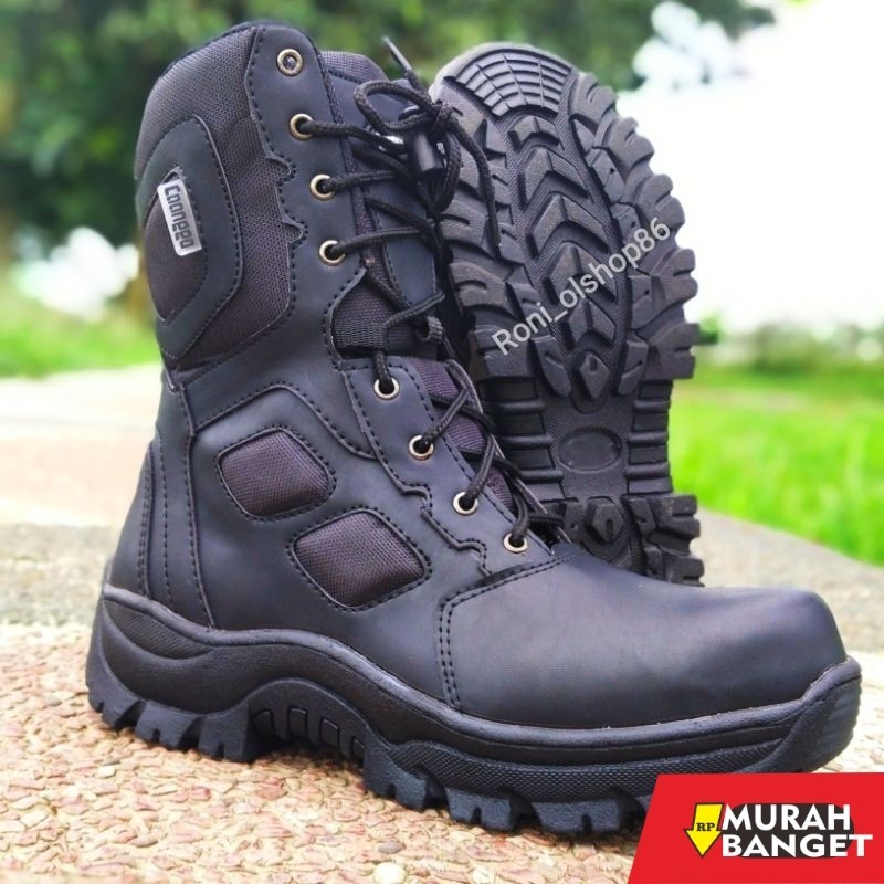 Sepatu pdh- Sepatu boots pdl tni polri security sapety  ujung besi pria boats 100% Original terlaris