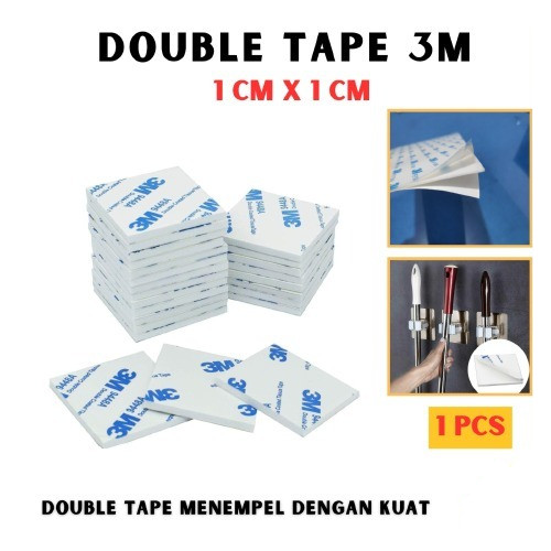 Double Tape 3M Solasi Bolak Balik 1CM Double Coated Tissue Adhesive Tape Foam Busa Kotak Lengket Pre