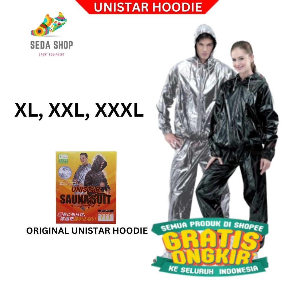 Jaket Parasut Olahraga Pria Wanita Hoodie Jumbo - Sauna Suit Unistar Hoodie Lengkap - Baju Sauna Pembakar Lemak/ Best seller